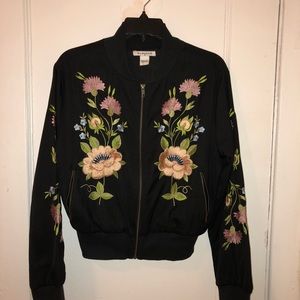 Floral embroidered bomber jacket